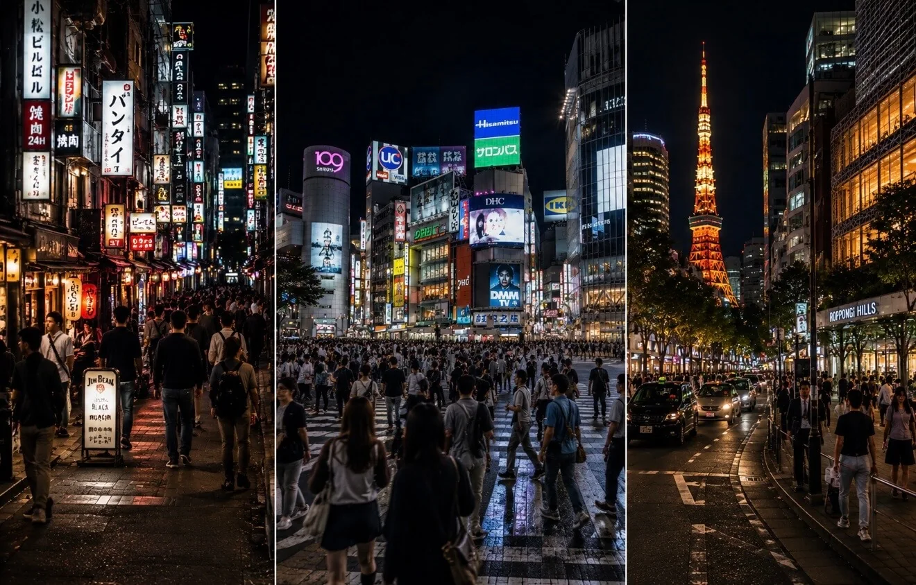 People enjoying Tokyo nightlife together