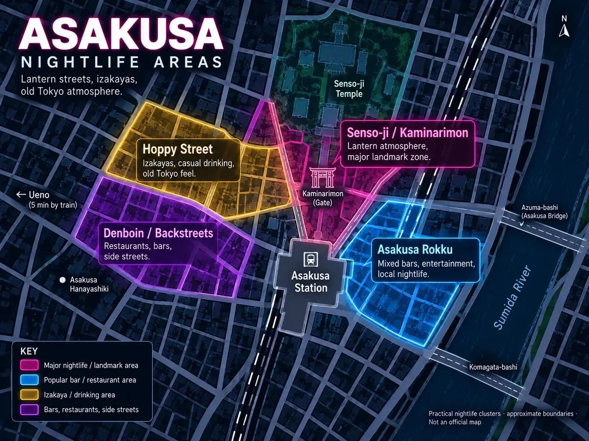 Asakusa nightlife area map