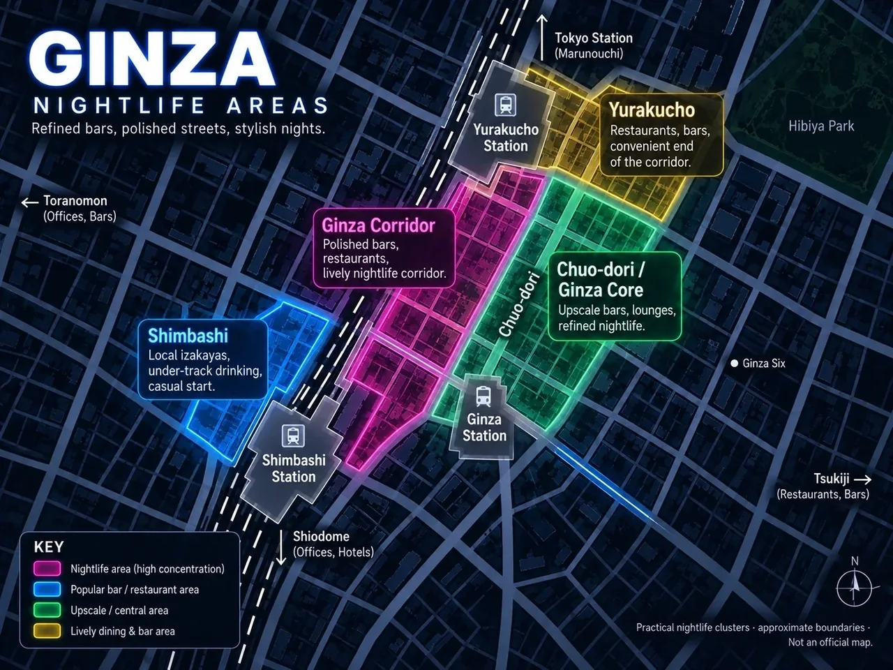 Ginza nightlife area map