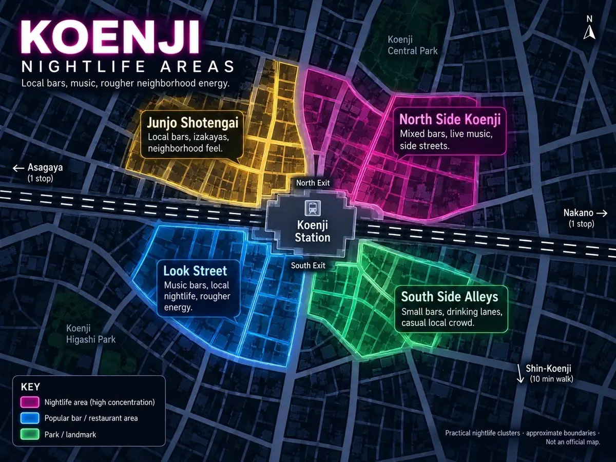 Koenji nightlife area map