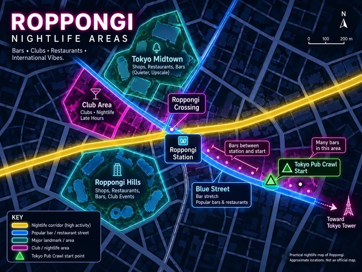 Roppongi nightlife area map