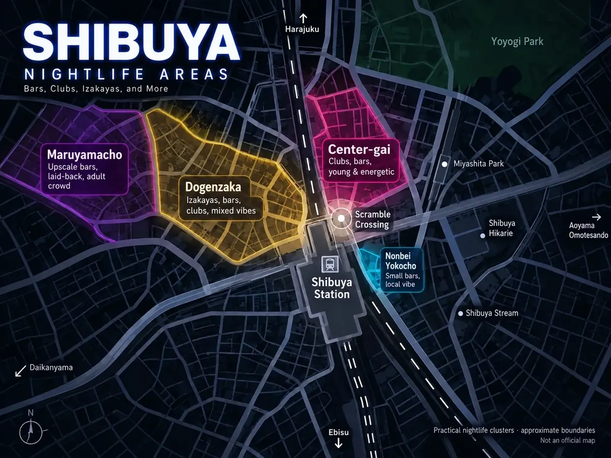 Shibuya nightlife area map
