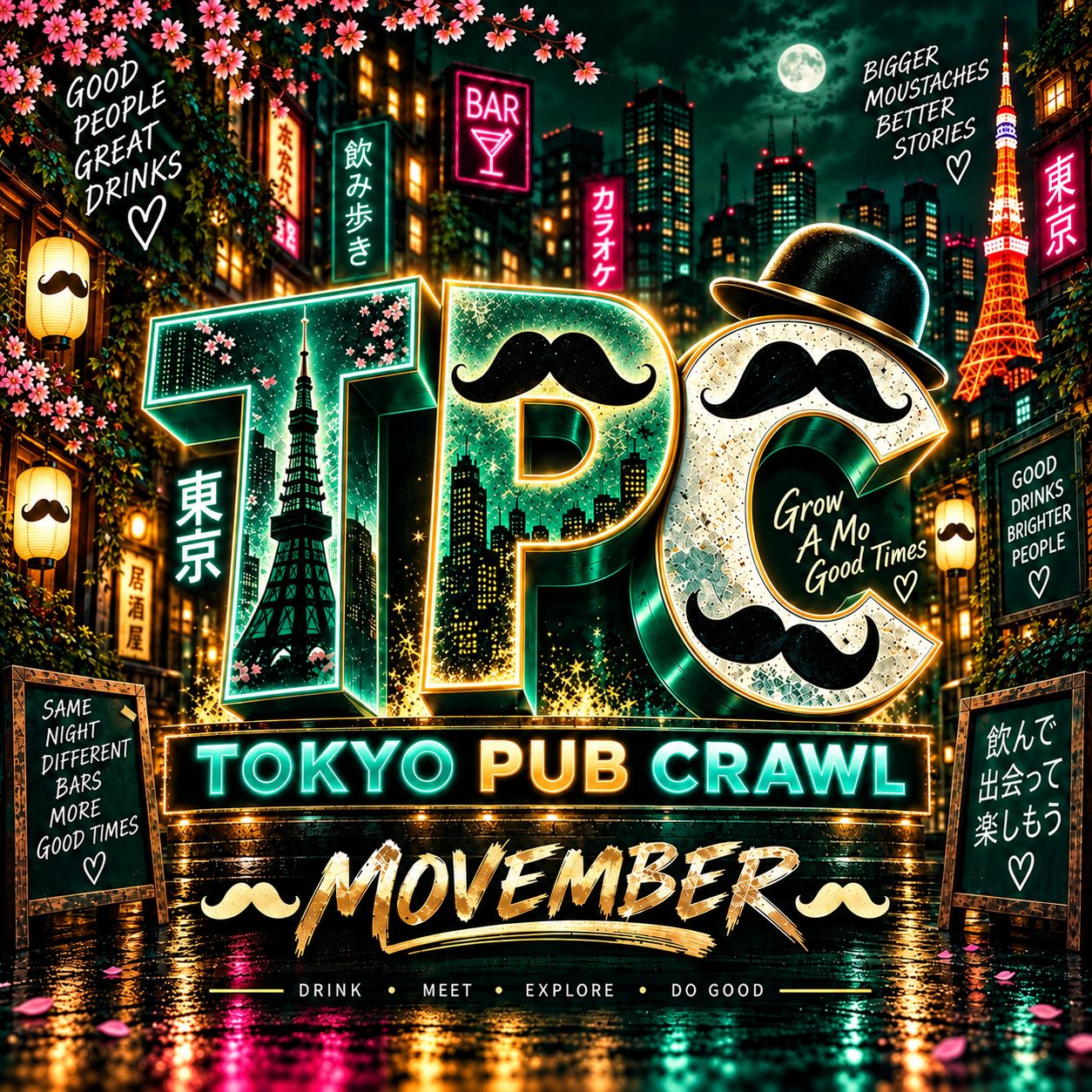 Tokyo Pub Crawl Movember artwork