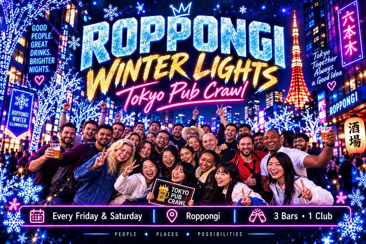 Tokyo Pub Crawl Roppongi Winter Lights