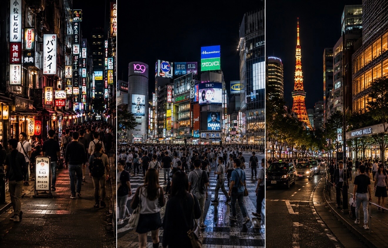 People enjoying Tokyo nightlife together