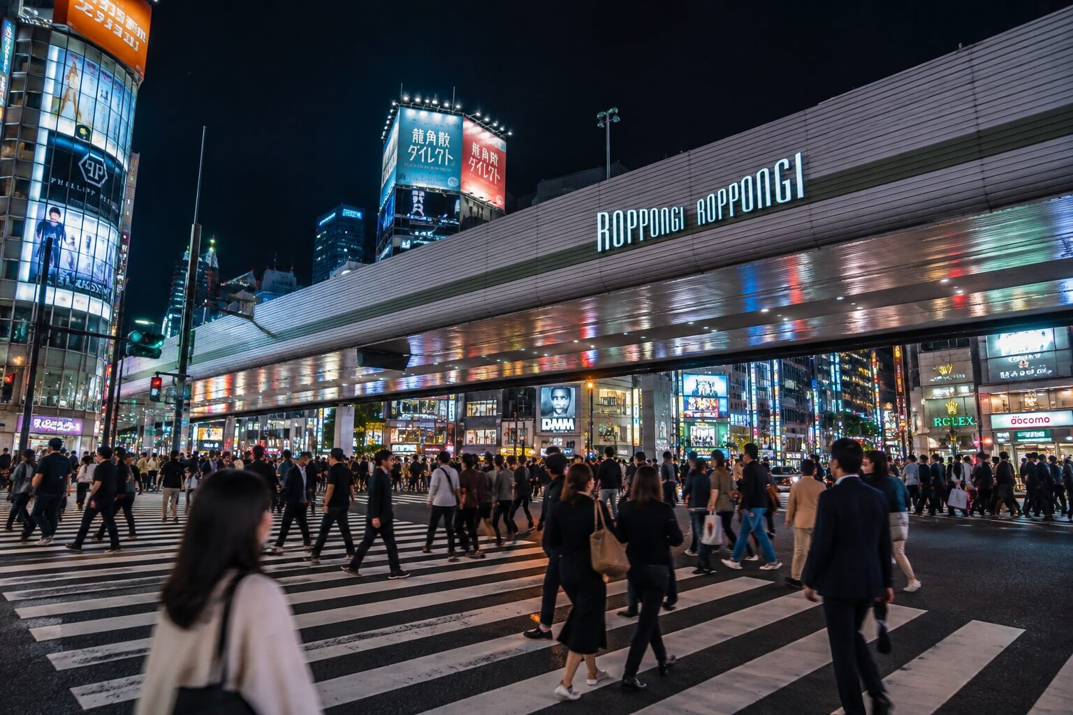 Roppongi nightlife in Tokyo with an international crowd